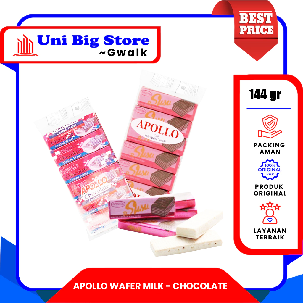 

APOLLO WAFER CREAM MILK & CHOCOLATE - (12 gr x 12 pcs)