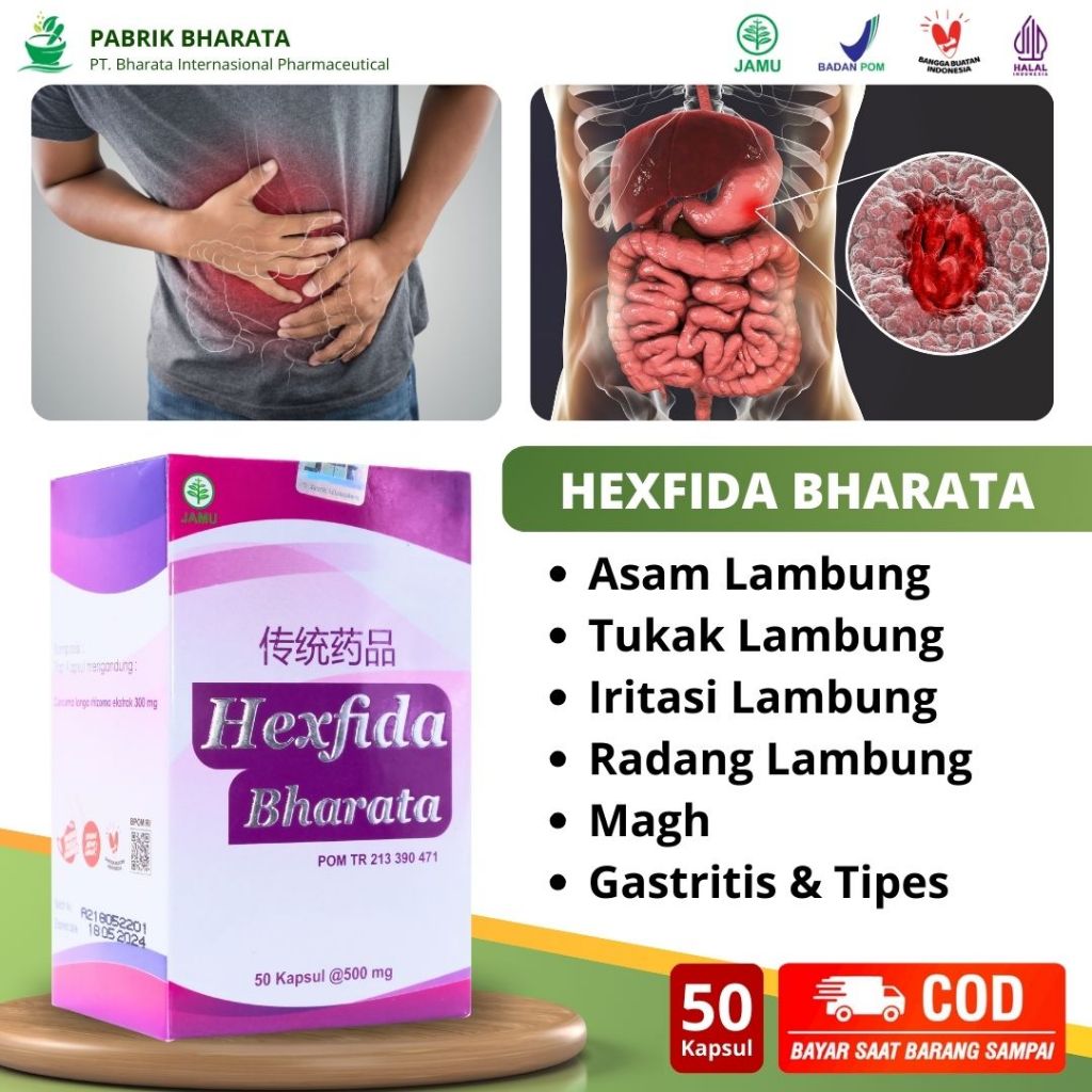 Hexfida Bharata Obat Asam Lambung Radang Lambung Iritasi Lambung Gastritis Tipes 100% Herbal Alami