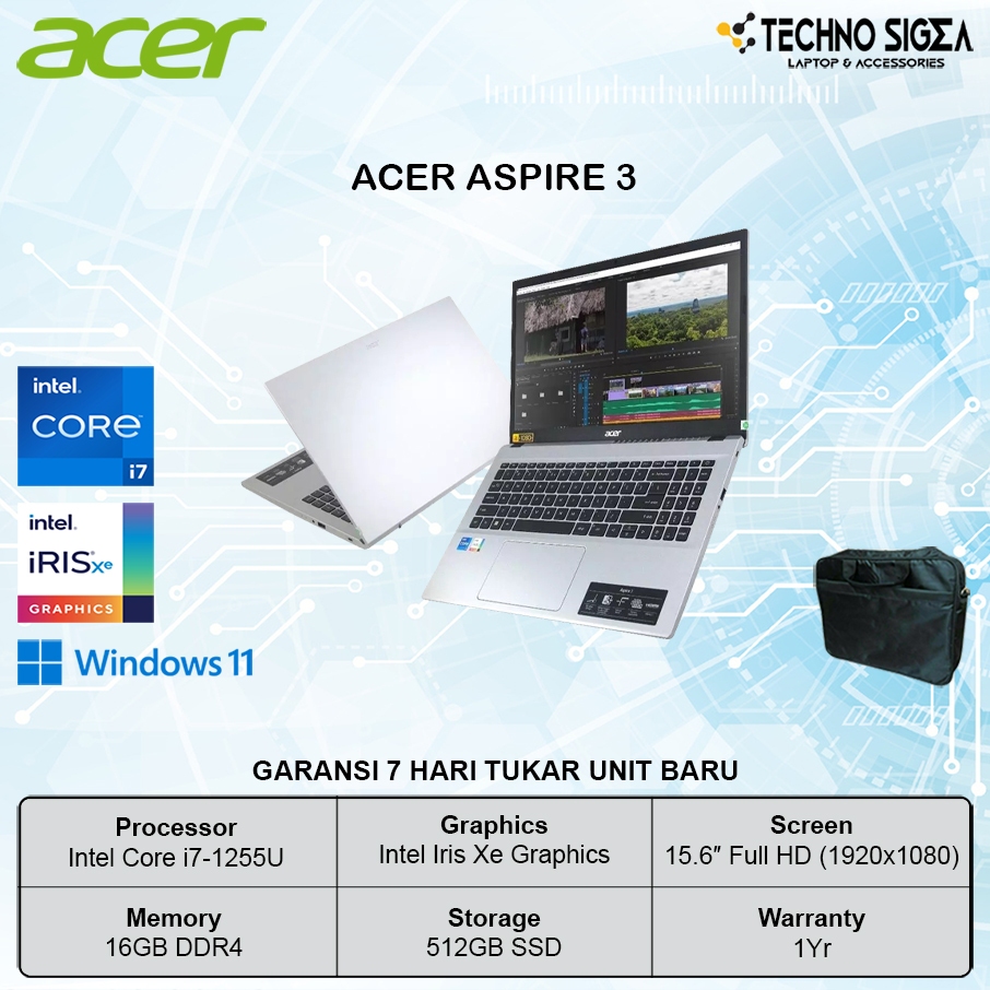 ACER Aspire 3 A315 i7 1255 16GB 512GB 15.6 FHD IPS