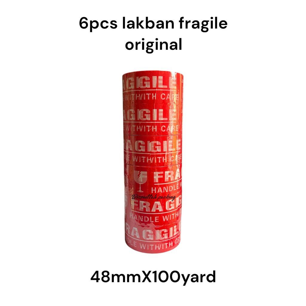 

6pcs fragile merah 48X80meter ORIGINAL PROMO ABIS!!! berkualitas kuat tebal