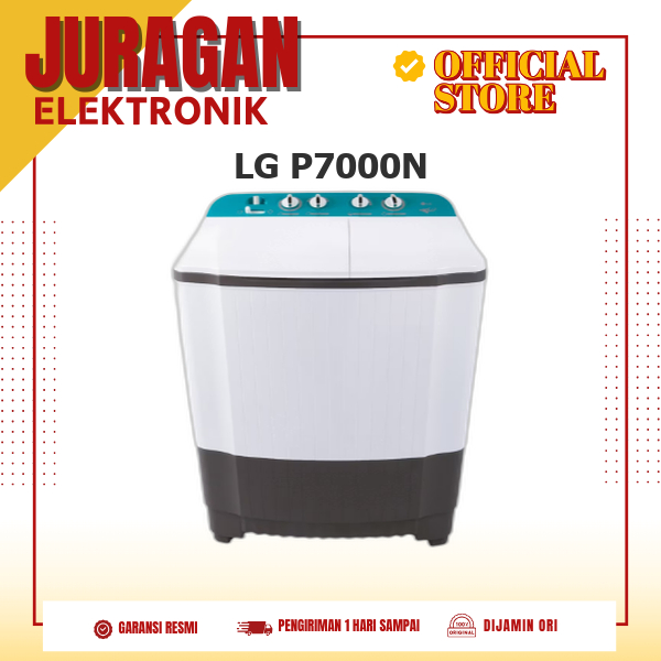 LG P7000N MESIN CUCI 2 TABUNG INVERTER 7 KG TWIN TUB AUTO WASHER P7000N P700