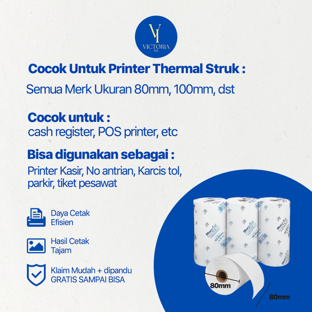 

lkjj Kertas Thermal 80x80 Pack of 6 Roll 80x80 (P) KERTAS KASIR STRUK (KEMASAN PACK 6 Roll) KERTAS