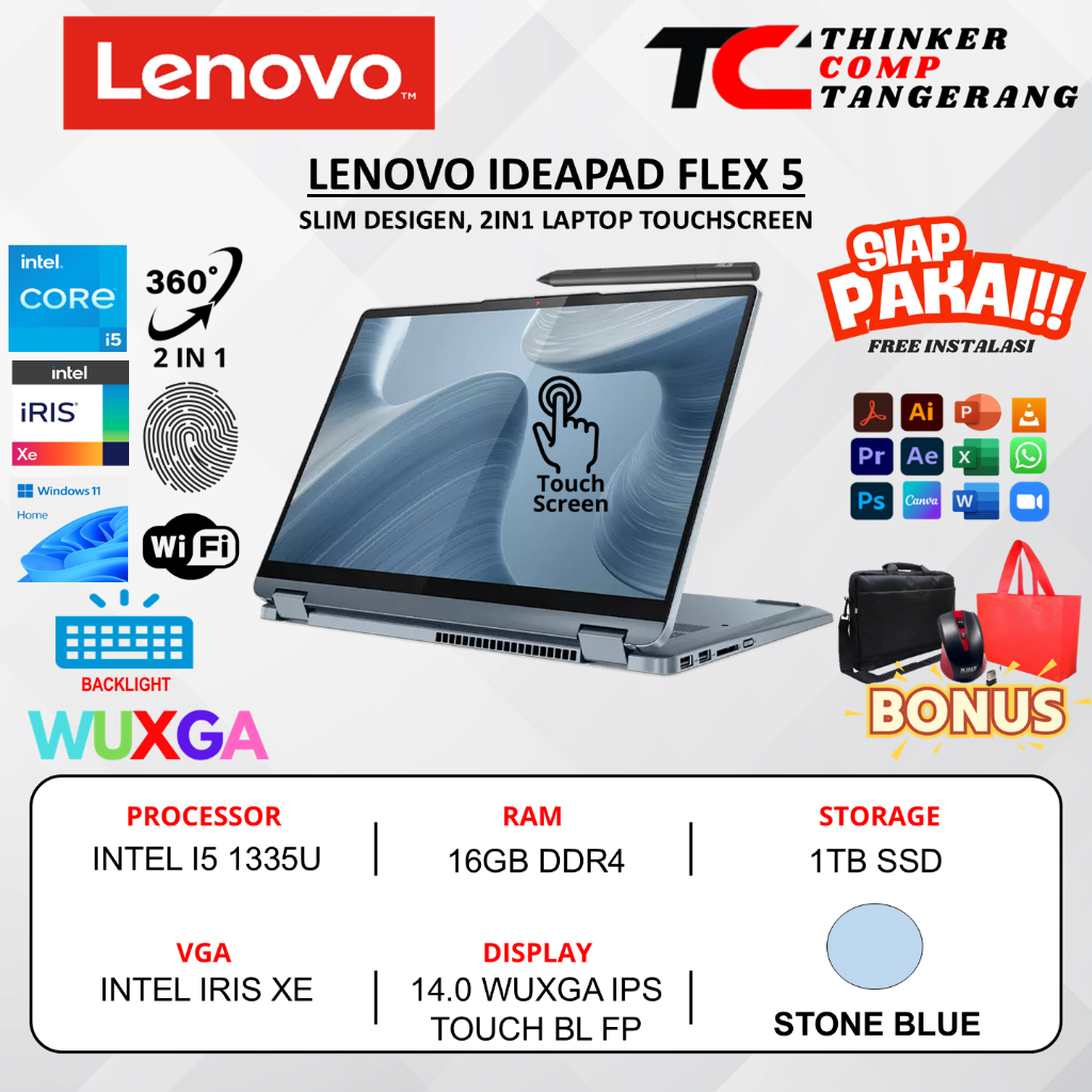 Laptop 2IN1 Lenovo ideapad flex 5 14 I5 16GB 1TB SSD Backlit WINDOWS 11 HOME