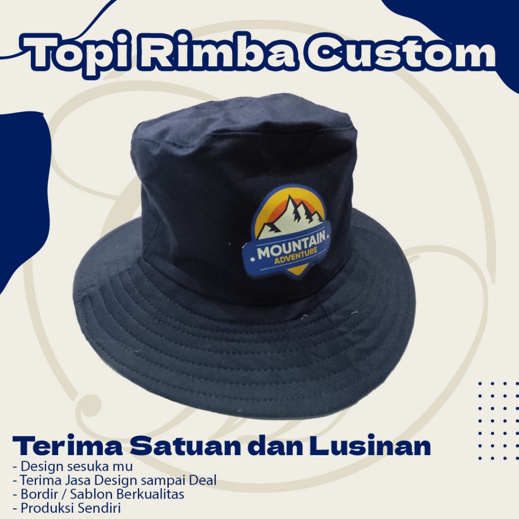 Topi Rimba Custom Bordir - Topi Rimba Custom Sablon - Topi Pancing Custom - Topi Pendaki