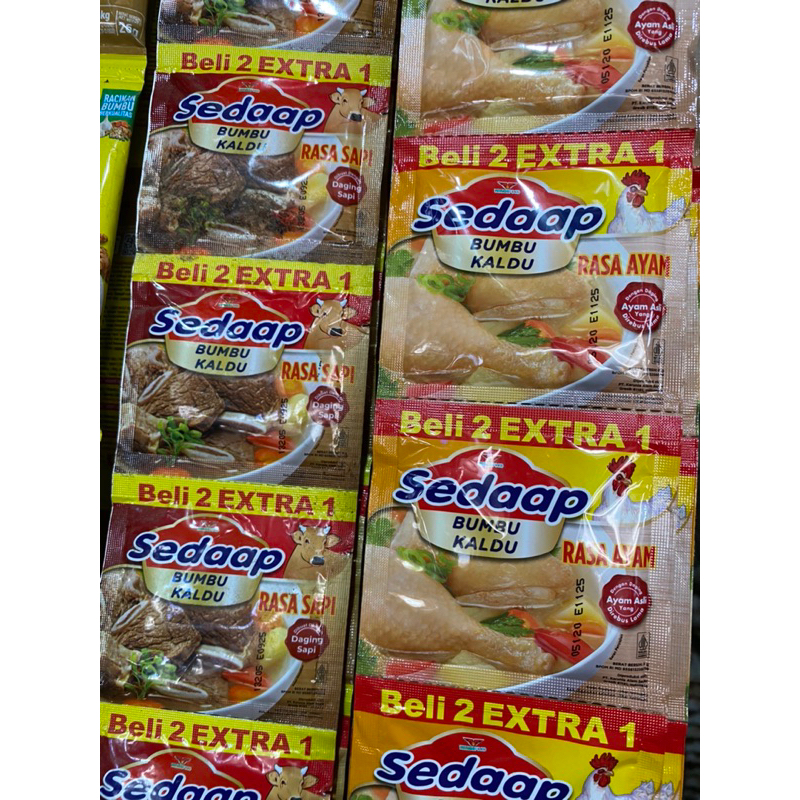 

Kaldu sedap | Sedap ayam | Sedap sapi | 1 renceng isi 12
