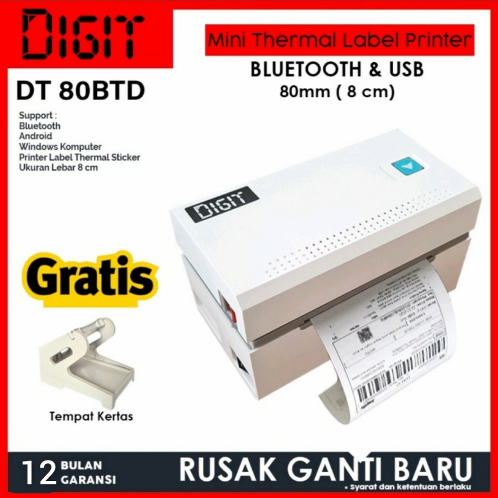 DIGIT UP DT-80BTD PRINTER LABEL 80MM Thermal Printer resi pengiriman