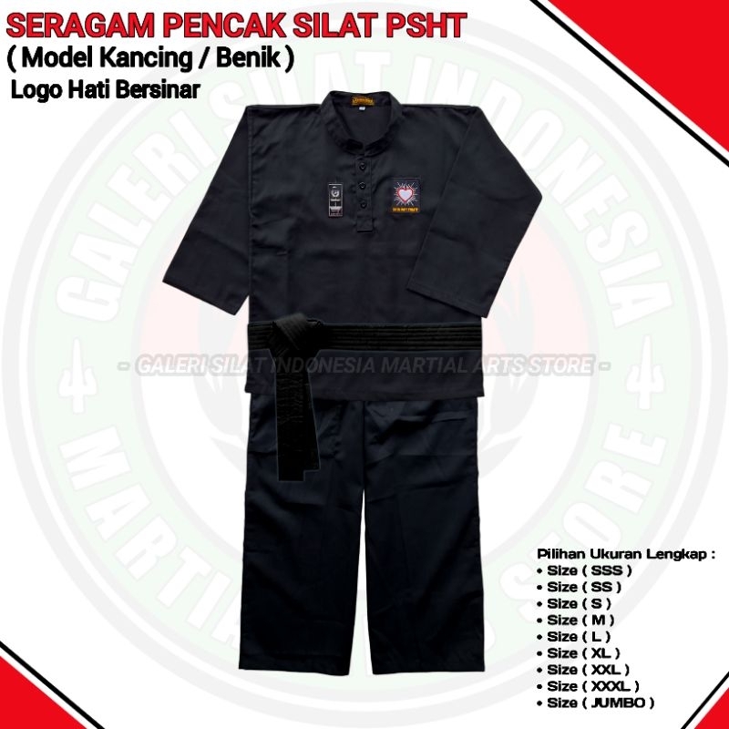 Sakral Siswa SETIA HATI TERATE Benik Logo Hati Bersinar - Set Lengkap Baju Siswa PSHT - Seragam Sila