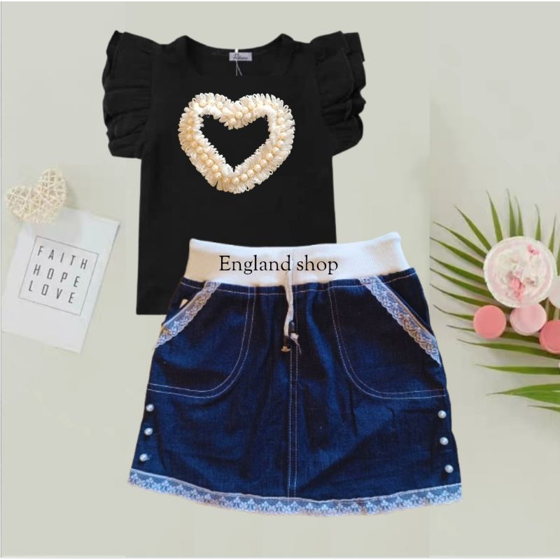 baju setelan rok jeans anak perempuan usia 1 2 3 4 5 6 tahun model terbaru 2025