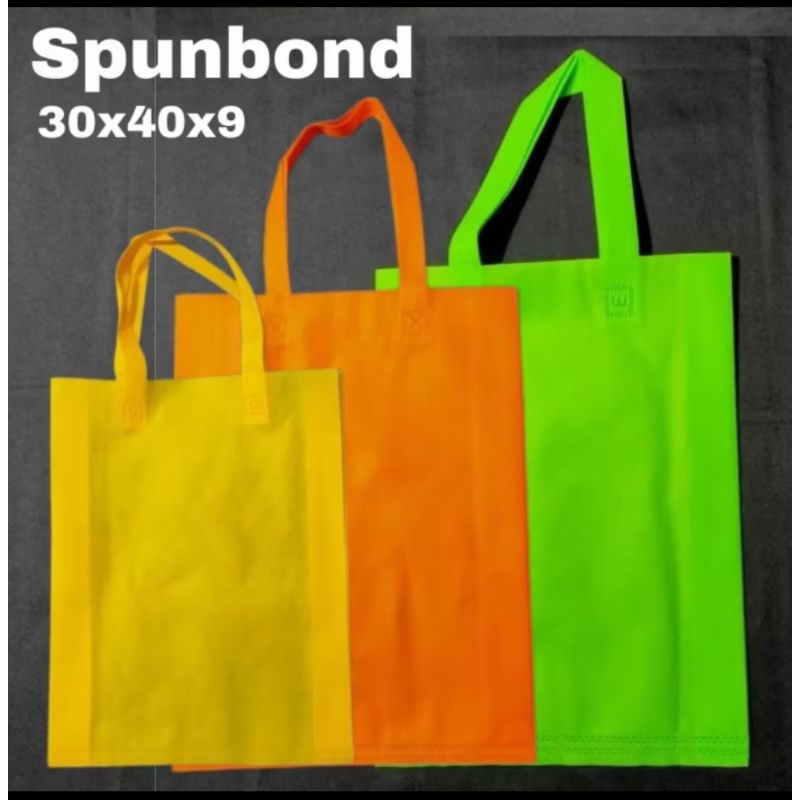 

1 lusinan / 12 pcs Tas Spundbond goodie bag Hendle lipat samping ukuran Besar / L 30x40x10cm