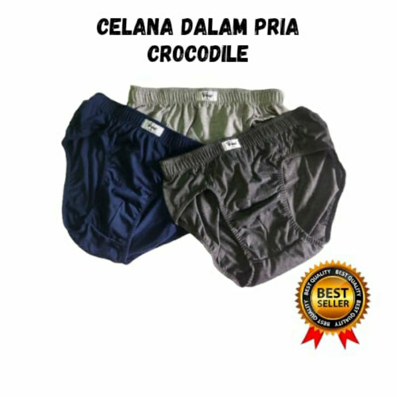 PROMO.. isi 3 pcs CELANA DALAM PRIA LOGO BUAYA/CROCODILE BAHAN KATUN