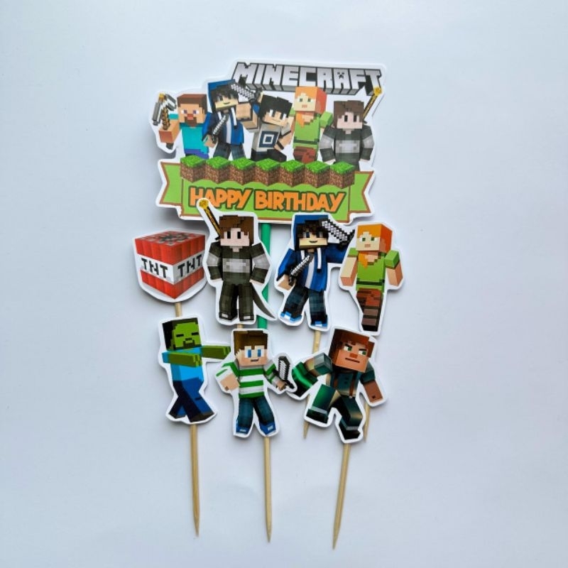 TOPPER MINECRAFT / CAKE TOPPER MINECRAFT / TOPPER KUE MINECRAFT / CUPCAKE TOPPER MINECRAFT / HIASAN 
