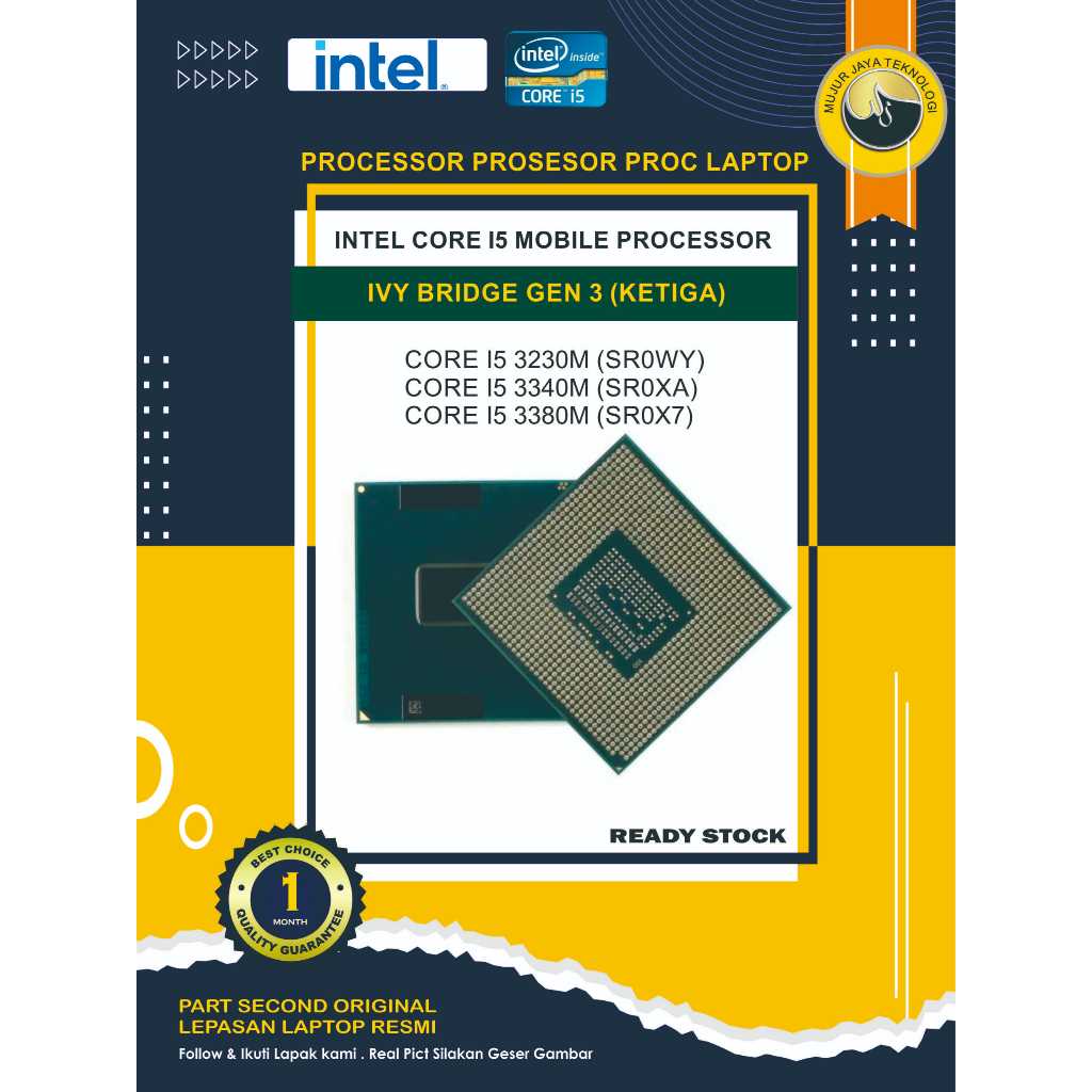 Processor Prosesor Proc Laptop Intel® Core I5 3230M 3340M 3380M Ivy Bridge Generasi 3 ( ketiga )