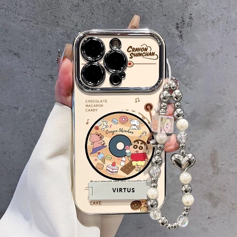 【Case+Chain+Holder】 Shinchan Case Compatibel For iPhone11xr iPhone7/8/se2/se3 7plus/8plus xs 12mini 