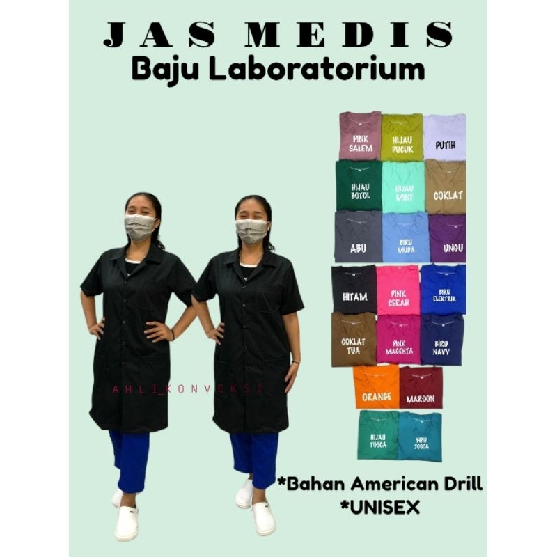 Baju Laboratorium LENGAN PENDEK AMERICAN DRILL UK.REGULER/Baju Laboratorium/Baju Lab/Baju Laboratori
