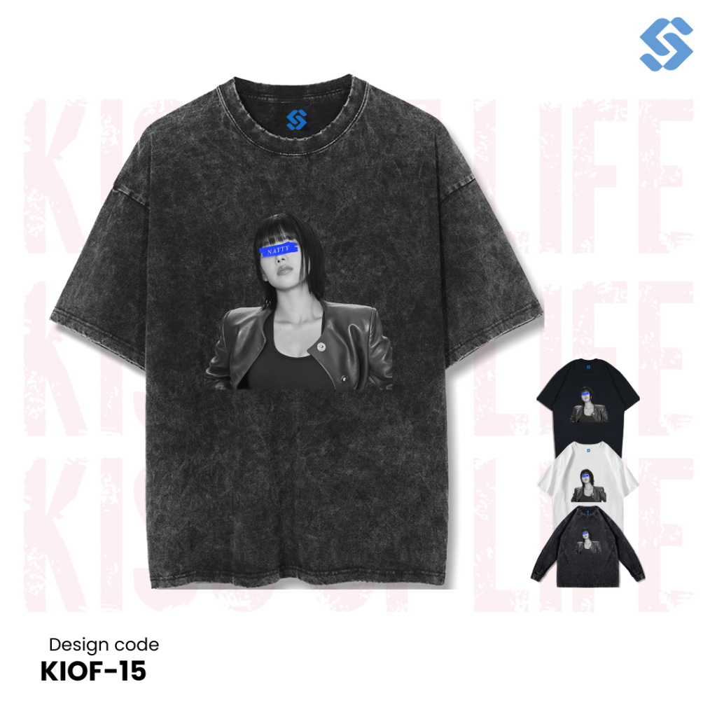 SANZ kaos KISS OF LIFE | stonewashed washed sandwash t-shirt | black white longsleeve | KIOF-15