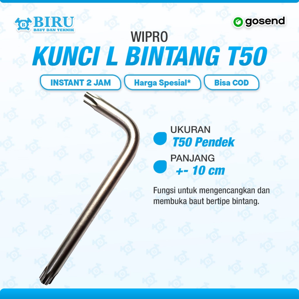 Kunci L Eceran WIPRO Short Pendek Kunci L Ecer Bintang Torx CR-V - T50