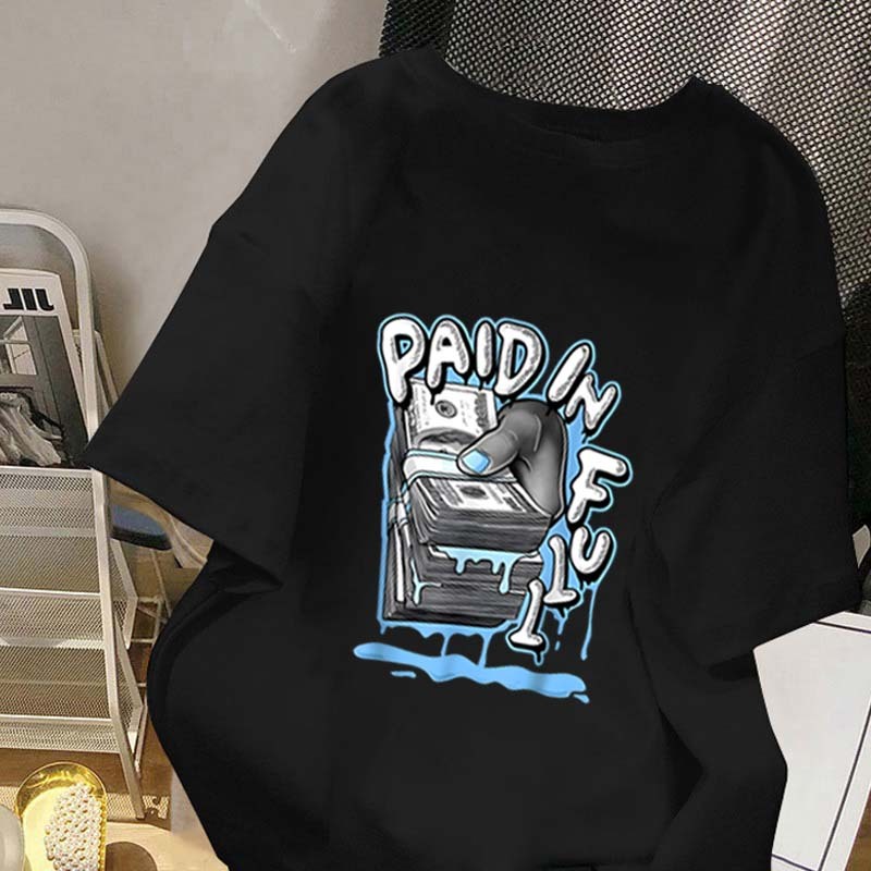 Atasan dengan cetakan tiga dimensi PAIDINFULL Amerika|Kaos Cowok Distro OriginalLengan Pendek Pria|K