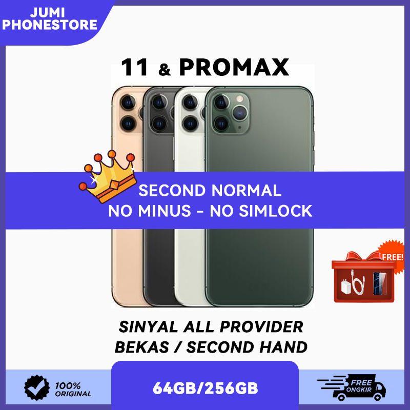 ip 11 pro max /second bekas 64gb 256gb Mulus Normal No Recond Unlocked All Operator /  ip 11 pro max