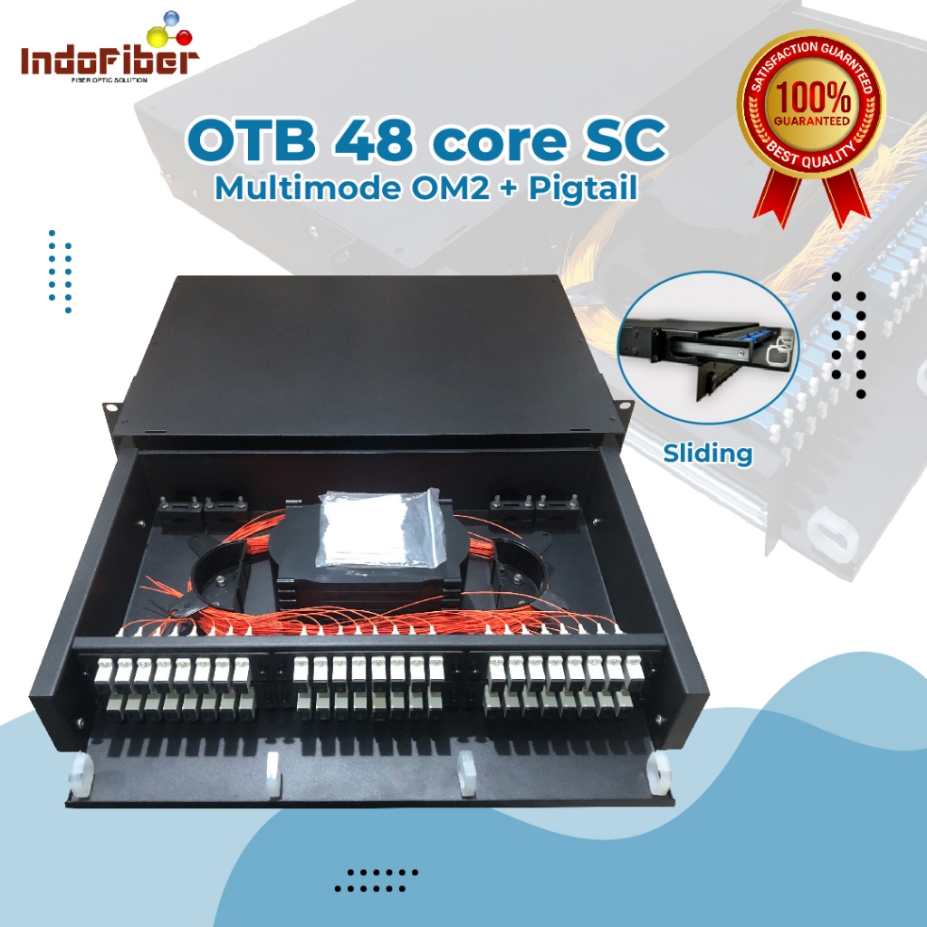 INDOFIBER OTB 48 core SC Multimode OM2 rackmount sliding + Pigtail Komplit / OTB FO 48 Port
