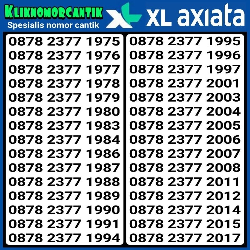 nomor cantik XL axiata 4G&5G kartu perdana XL A2