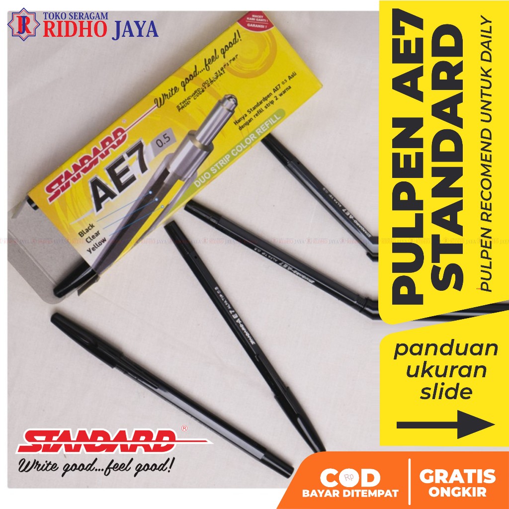 

RIDHO JAYA - Pulpen Standard AE-7 / 0.5mm / (12pcs) | Pulpen Sekolah | Pulpen Kantor