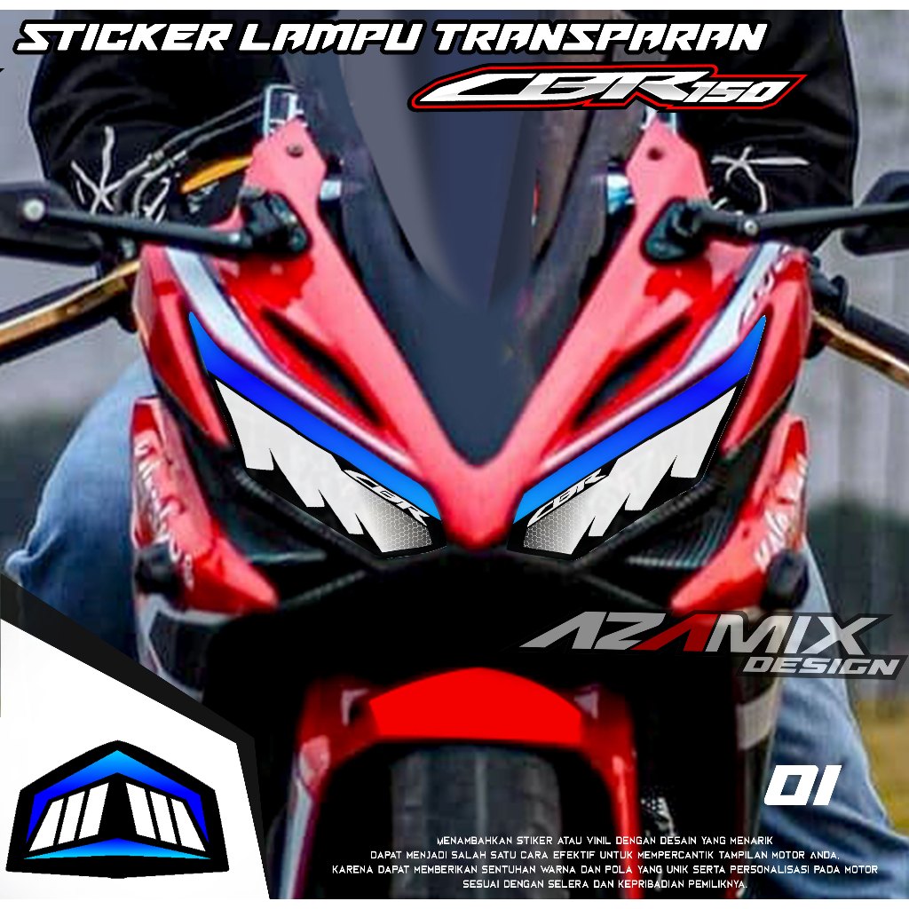 KODE 01 STIKER TRANSPARAN LAMPU CBR 150R FACELIFT 2019 - STIKER LAMPU CBR 150R FACELIFT 2019 TERBARU