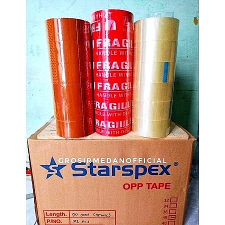 

STARSPEX ISOLASI LAKBAN PER PACK ISI 6 PCS - LAKBAN COKLAT DAN LAKBAN BENING - UKURAN 45X90 YARD-ISOLASI LAKBAN DENGAN DAYA DAYA REKAT SANGAT KUAT DAN TIDAK MUDAH PUTUS