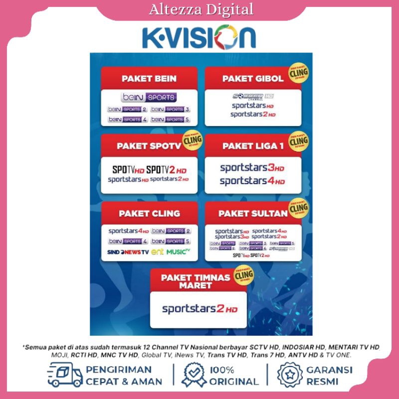 Tv Voucher Pilihan Paket K-Vision Olahraga C2000 K2000 Optus gardiner lgsat bisa semua jenis K-Visio