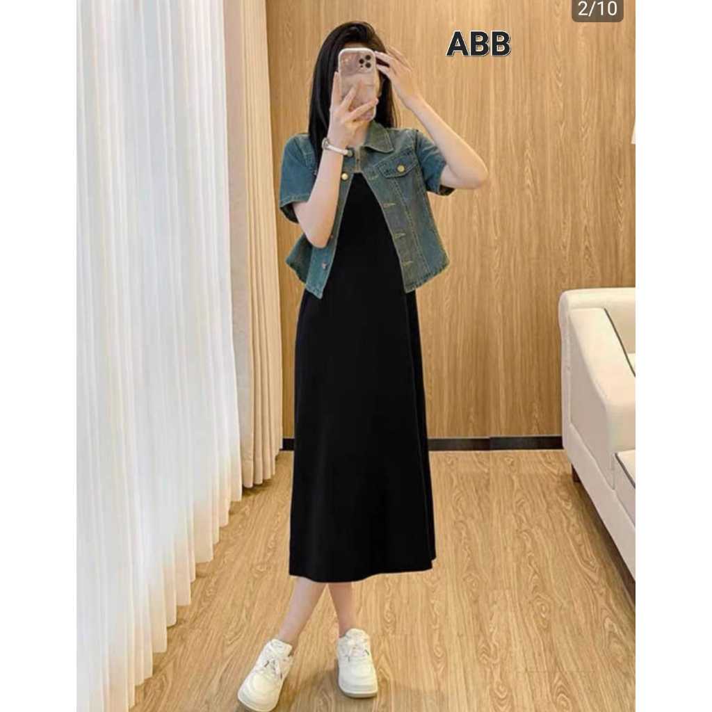 Dress Hitam ABB//inner span style korean