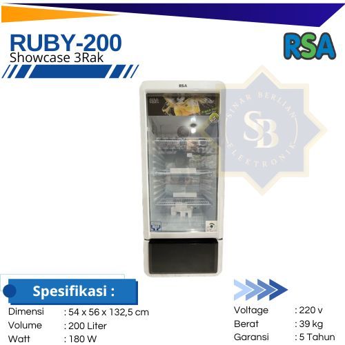 RSA Showcase 1 Pintu 200 Liter Cooler RUBY-200 Pendingin Minuman