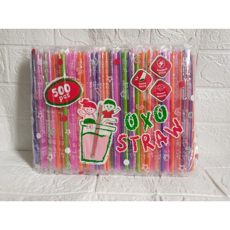 SEDOTAN PLASTIK STERIL 6MM OXO ISI 500/250 WARNA PASTEL SEDOTAN HIGENIS