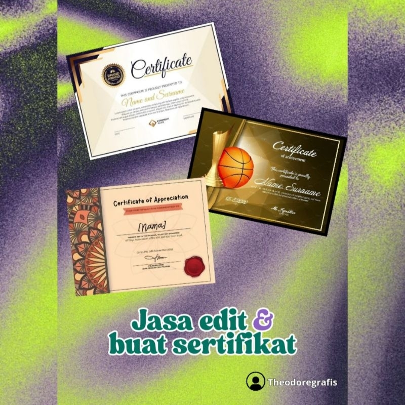 JASA DESIGN SERTIFIKAT • SERTIFIKAT PIAGAM • SERTIFIKAT SEMINAR • SERTIFIKAT TOEFL • READY SEMUA SER