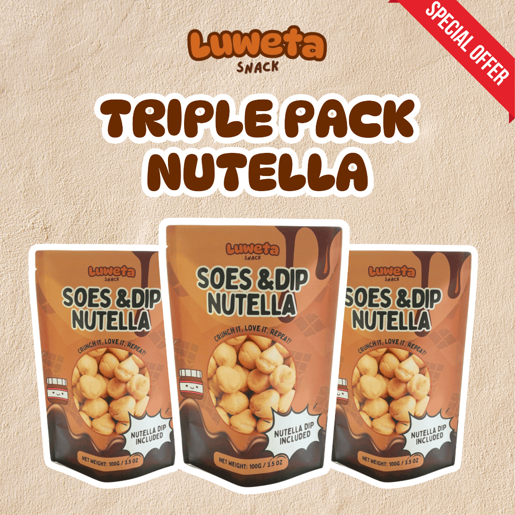 

TRIPLE PACK SOES & DIP NUTELLA SOES KERING SAUS NUTELLA 3 PACK - Luweta Snack