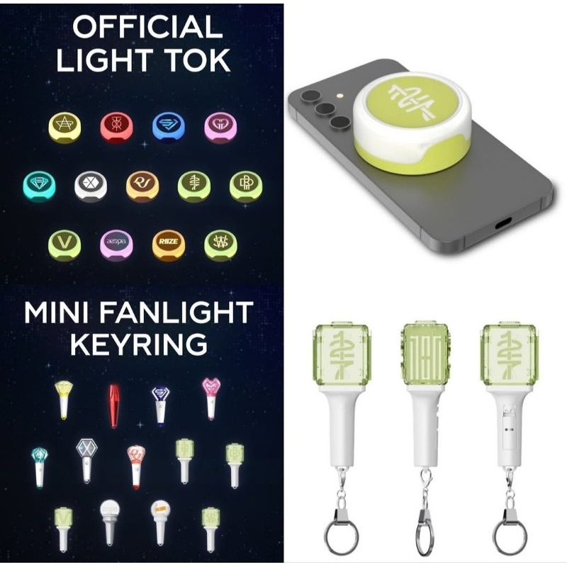 SM Light Tok and Mini Fanlight Keyring | Nct WayV Riize Aespa Shinee Red Velvet Super Junior BoA TVX