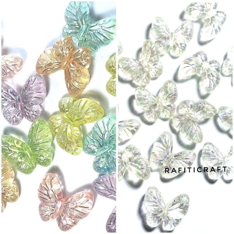 (3pcs) Manik Kupu Besar Gembul 3D Mix Warna || RafitiCraft