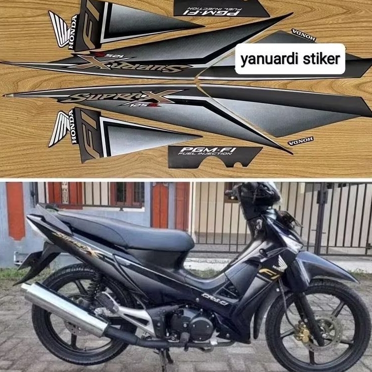 STRIPING LIST STIKER SUPRA X 125 FI INJEKSI TAHUN 2009 HITAM ABU