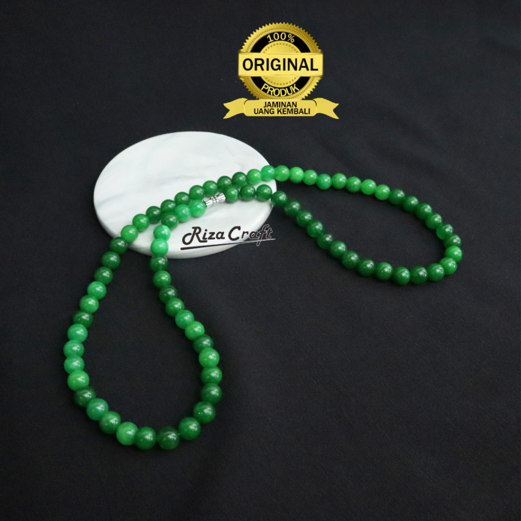 Kalung Alami Pria Wanita Cewek Cowok Batu Giok Hijau Asli Cina Kualitas Terbaik Super Original