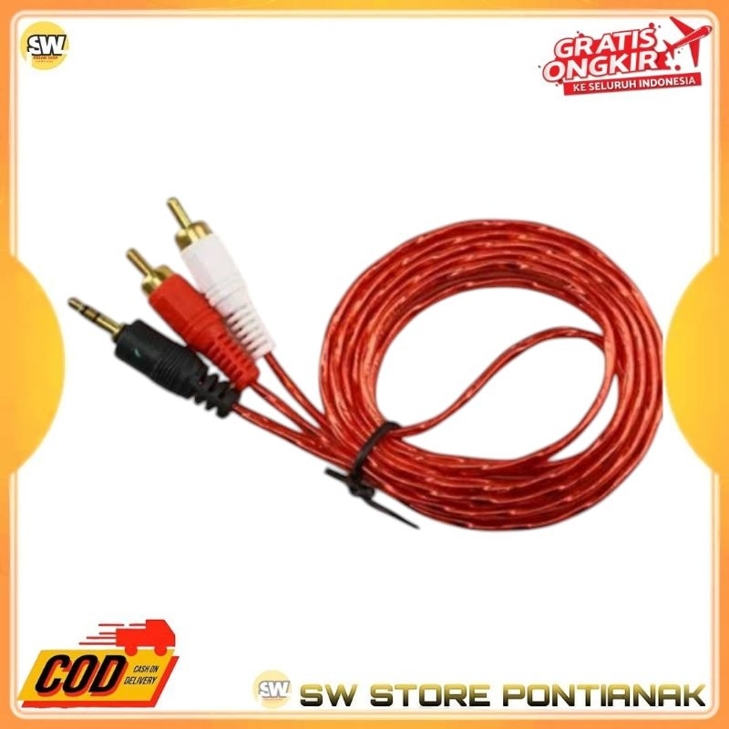 KABEL RCA JACK AUDIO 2IN1 / 1 IN 2 TRANSPARAN STEREO / KABEL AUX AUDIO HP KE AMPLIFIER / SPEAKER / K