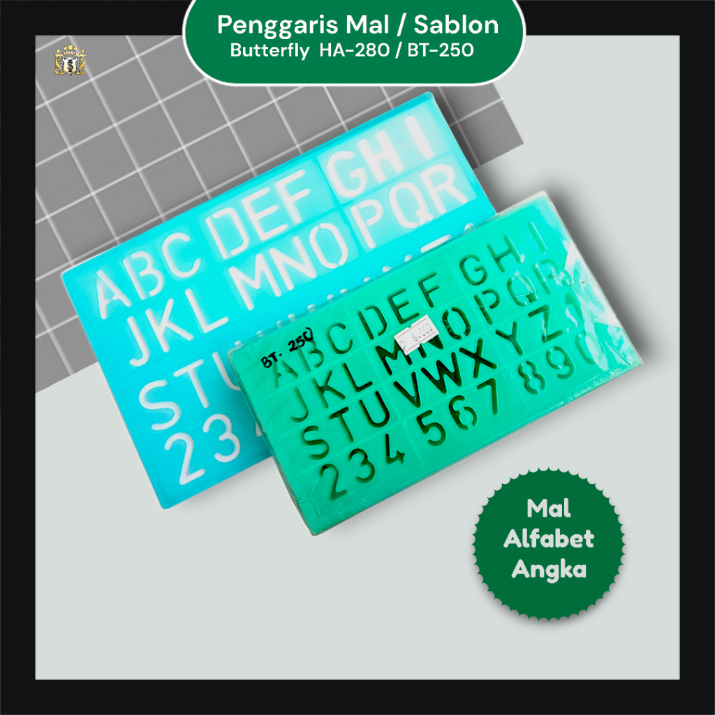 

Penggaris Sablon Mal Butterfly HA-280 BT-250 Alfabet dan Angka Serbaguna Stationery