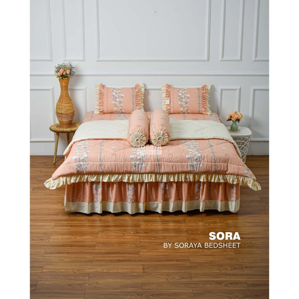 Soraya Bedsheet Set Bedcover Rimple CVC Uk 160x200x30cm Queen Size