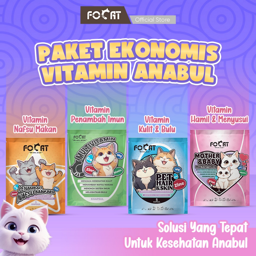[PAKET EKONOMIS VITAMIN ANABUL] FOCAT Multivitamin dan Suplemen Kucing Anjing Pouch N21-N27 Solusi Tepat Untuk Kesehatan Anabul