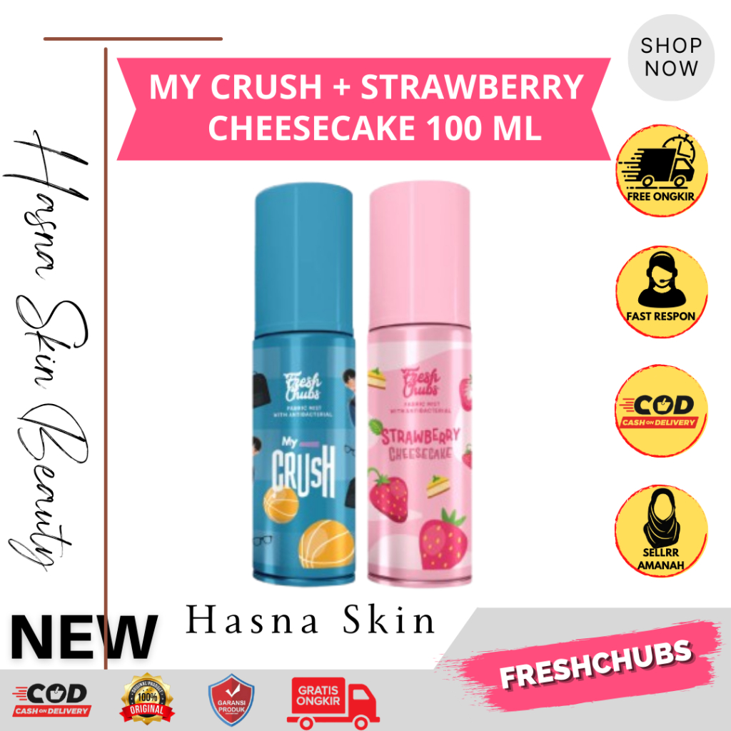 Freshchubs Fabric Mist Parfum Baju & Ruangan My Crush + Strawberry Cheesecake 100ml