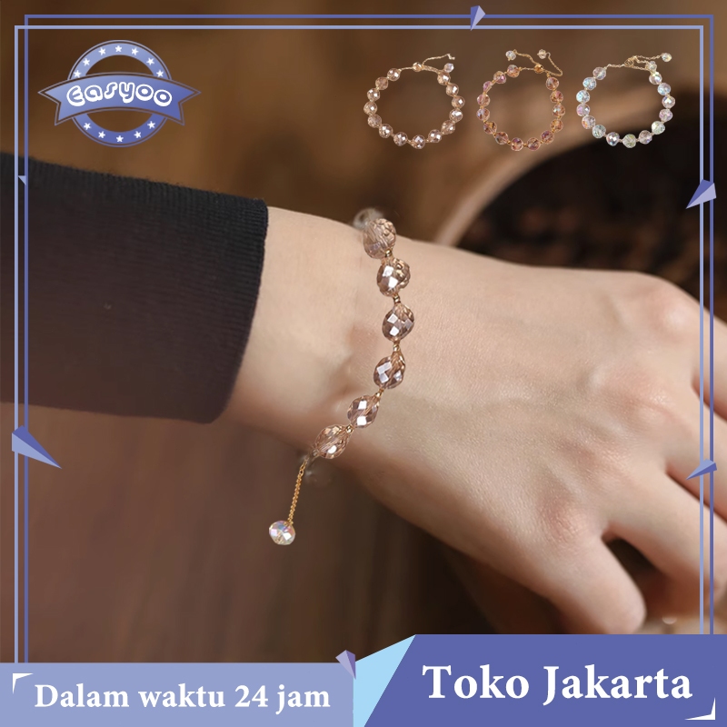 Gelang Batu Kristal Gelang Kristal Korea Warna Warni Crystal Bracelet Gelang Wanita Batu Kristal