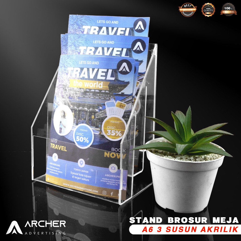 STAND BROSUR MEJA 3 TINGKAT TENT HOLDER 1/3 F4 AKRILIK