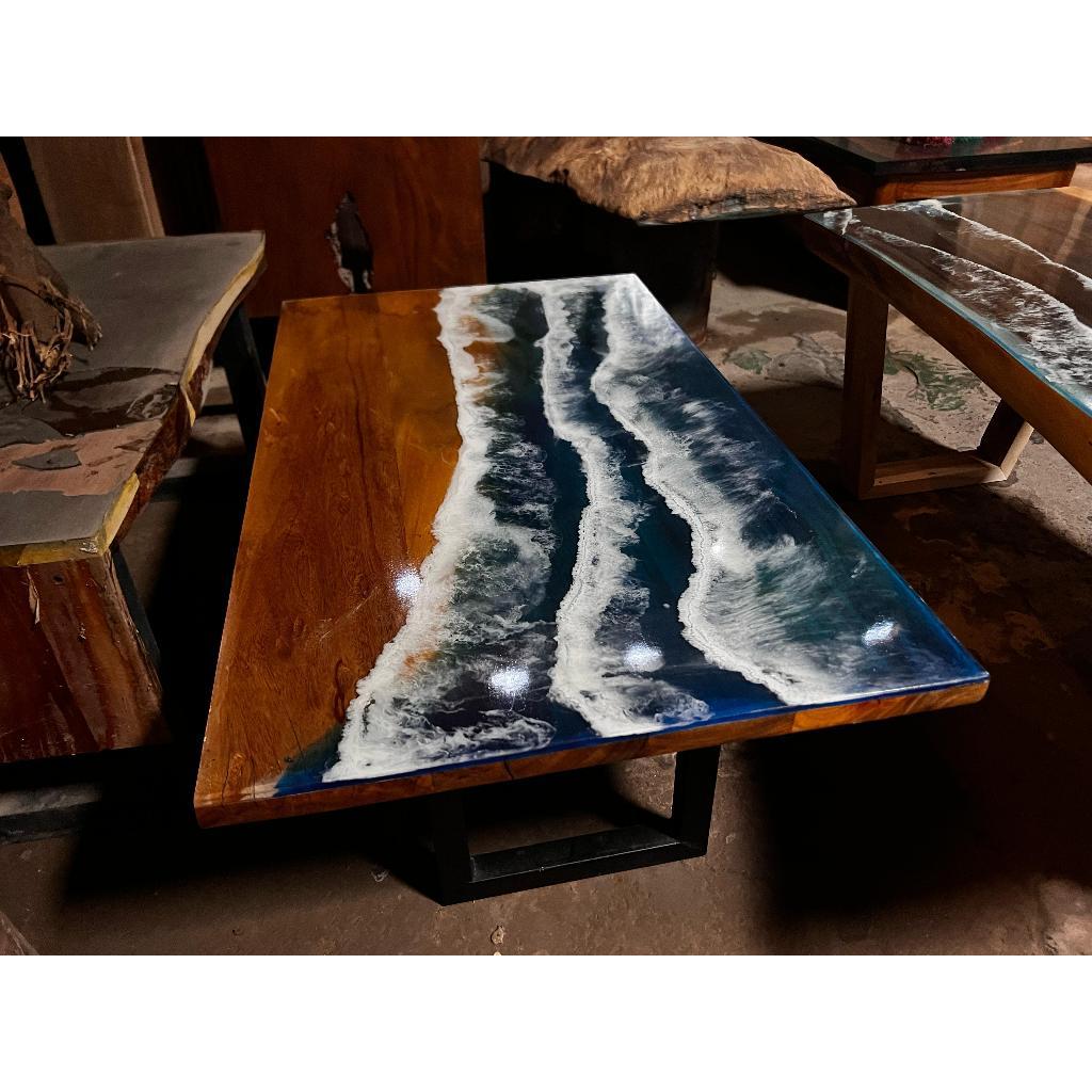 MEJA TAMU MOTIF PANTAI meja tamu resin meja tamu minimalis meja resin