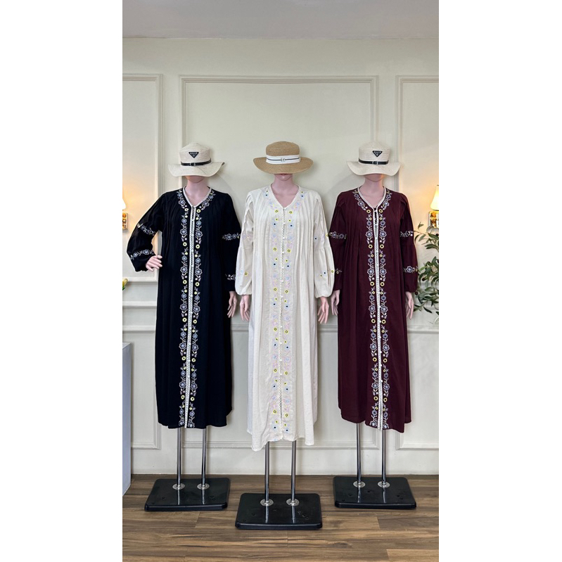 DRESS COTTON LINEN FULL BORDIR BANGKOK