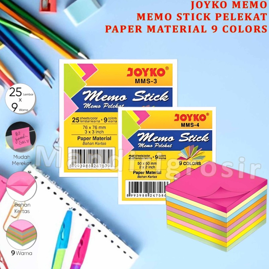 

Memo Stick Pelekat * Joyko Memo * Paper Material Memo 9 Colors * Size 50mm & 76mm