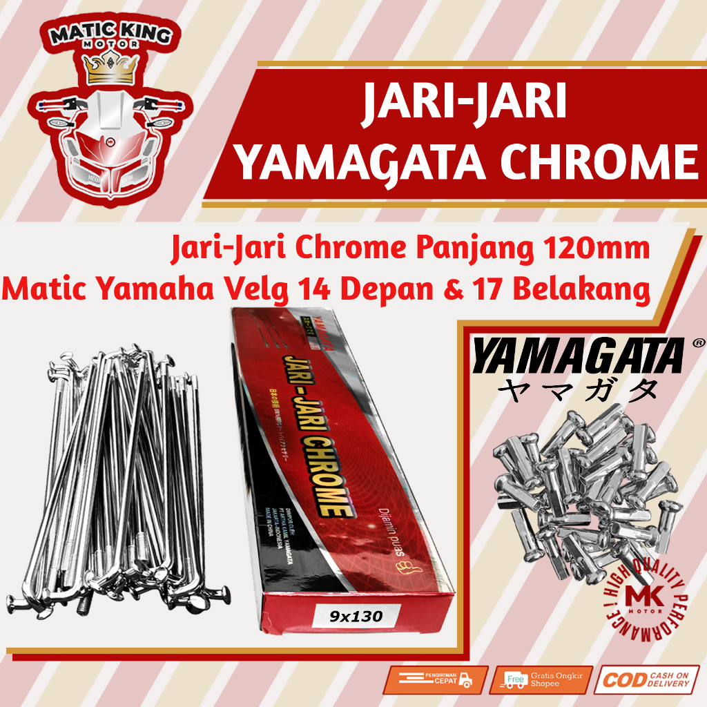 Yamagata Jari jari Ruji Ring velg 14 17 panjang 120 Yamaha Mio Sporty smile Nmax M3 Aerox Lexi Fino 