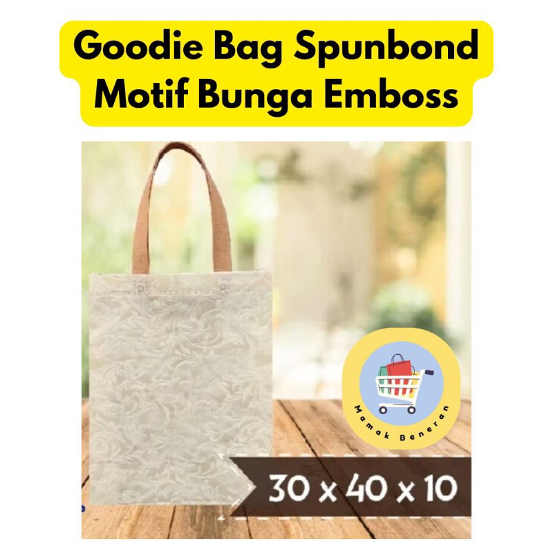 

Goodie Bag Spunbond Tas Gift Flower Emboss Motif Bunga dengan Handle