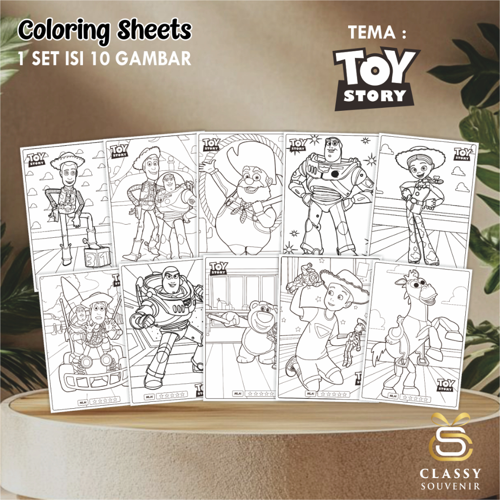 

LEMBAR GAMBAR MEWARNAI ANIMASI ANAK - KERTAS MEWARNAI ANAK 1 SET ISI 10 LEMBAR GAMBAR - COLORING SHEETS FOR KIDS-TOY STORY